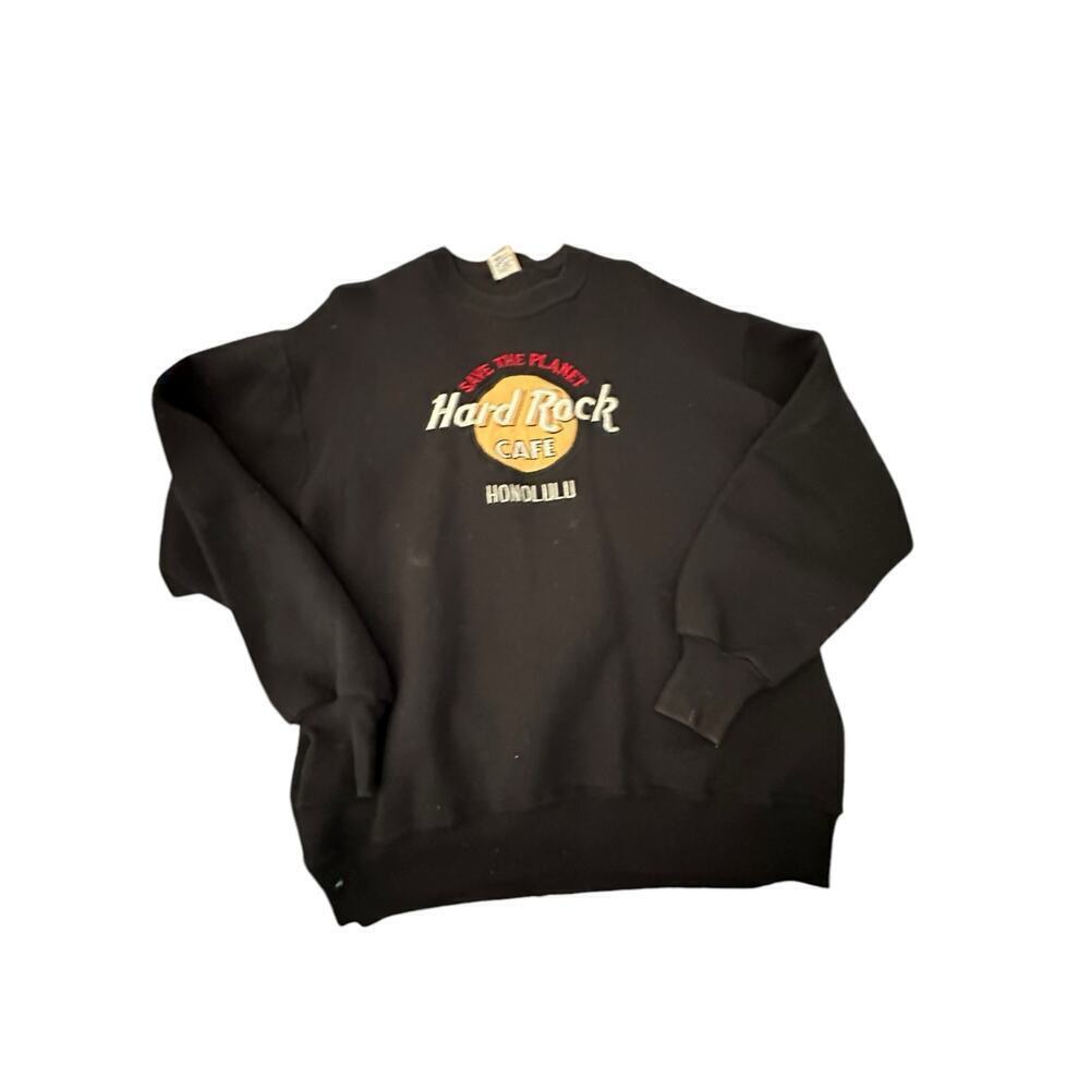VTG Hard Rock Cafe Black Crewneck Jerzees Super Sweatshirt Size L